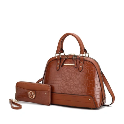 Mkf Collection By Mia K Nora Premium Croco Satchel Handbag In Brown