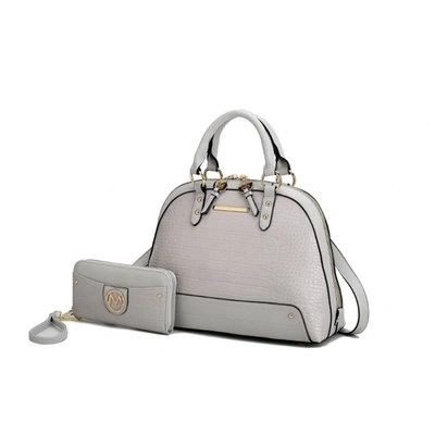 Mkf Collection By Mia K Nora Premium Croco Satchel Handbag In Grey