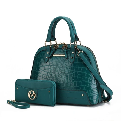 Mkf Collection By Mia K Nora Premium Croco Satchel Handbag In Blue