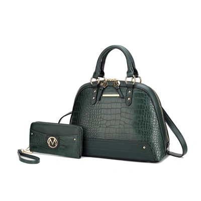Mkf Collection By Mia K Nora Premium Croco Satchel Handbag In Green