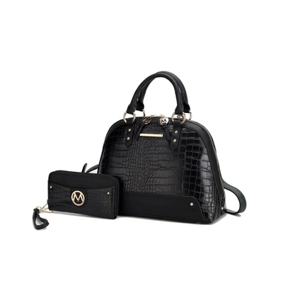 Mkf Collection By Mia K Nora Premium Croco Satchel Handbag In Black