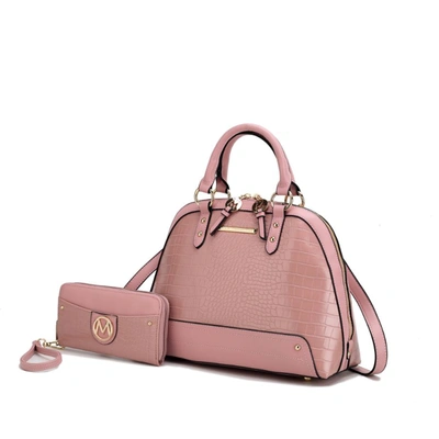 Mkf Collection By Mia K Nora Premium Croco Satchel Handbag In Pink
