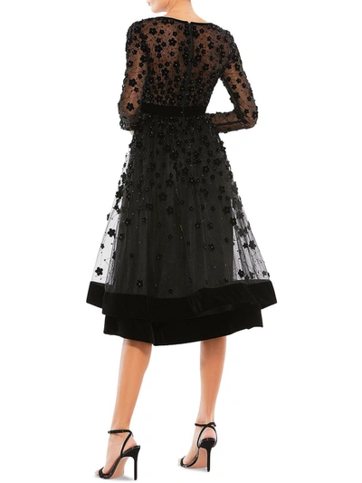 Mac Duggal Womens Embellished Long Fit & Flare Dress In Black