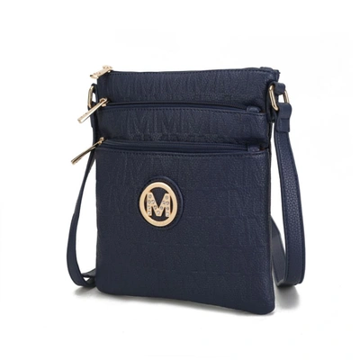 Mkf Collection By Mia K Lennit Embossed M Signature Crossbody Bag In Blue