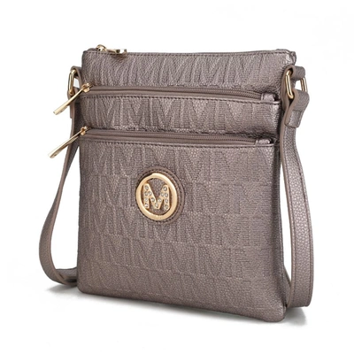 Mkf Collection By Mia K Lennit Embossed M Signature Crossbody Bag In Grey