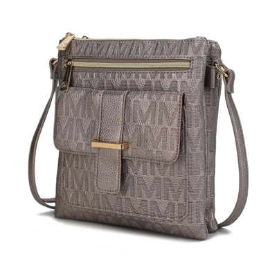 Mkf Collection By Mia K Janni Signature Embossed Crossbody Bag In Grey
