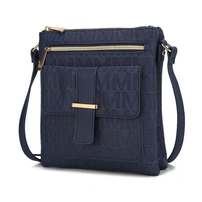 Mkf Collection By Mia K Janni Signature Embossed Crossbody Bag In Blue