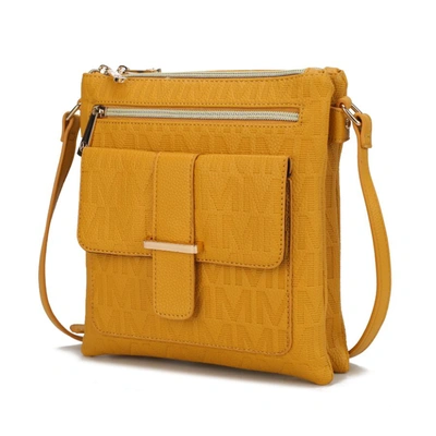 Mkf Collection By Mia K Janni Signature Embossed Crossbody Bag In Yellow