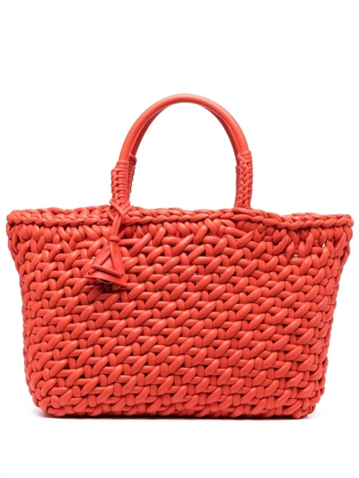 Alanui Icon Leather Tote Bag In Orange