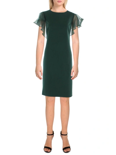 Lauren Ralph Lauren Womens Knit Flutter Sleeves Shift Dress In Green