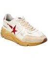 Golden Goose Running Sole Sneakers With Red Leather Star And Heel Tab Shoes In White