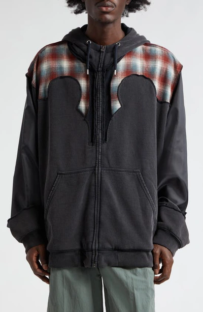 MAISON MARGIELA X PENDLETON DÉCORTIQUÉ ZIP FRONT COTTON HOODIE