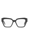 Prada 52mm Square Optical Glasses In Black