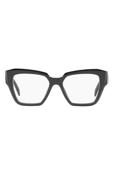 Prada 52mm Square Optical Glasses In Black