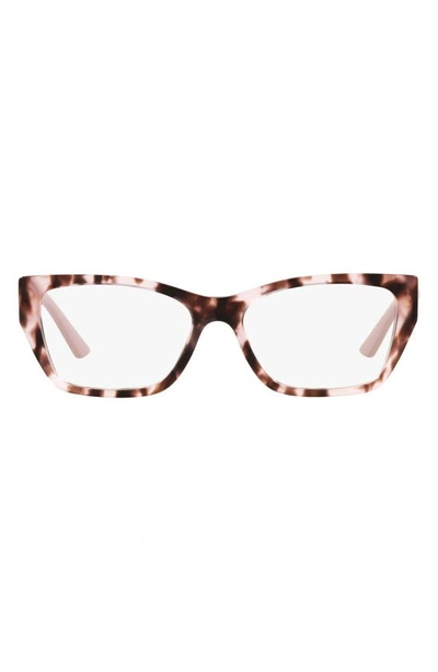 Prada 52mm Rectangular Optical Glasses In Tortoise