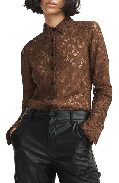 Rag & Bone Yvette Lace Shirt In Brown