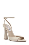 Steve Madden Beki Ankle Strap Pointed Toe Sandal In Bone Leath