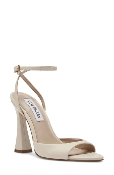 Steve Madden Beki Ankle Strap Pointed Toe Sandal In Bone Leath