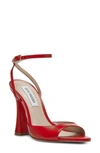 Steve Madden Beki Ankle Strap Pointed Toe Sandal In Red Leather