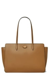 Tory Burch Robinson Pebbled Tote In Brown