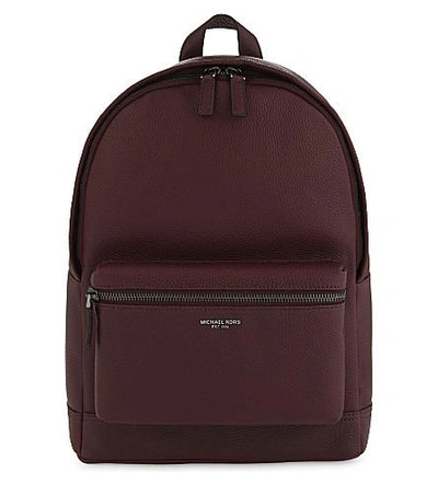 Michael Kors Bryant Pebble Leather Backpack In Rouge Red