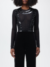 Alberta Ferretti Semi-sheer Sequin-embellished Top In Black