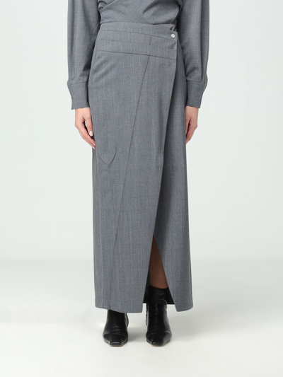 Rohe Asymmetric Twill Wrap Skirt In Grey