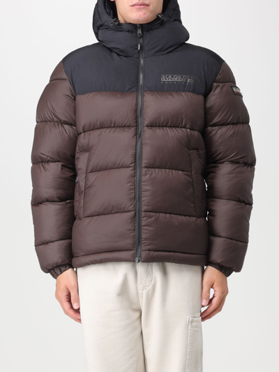 Napapijri Man Down Jacket Dark Brown Size Xl Polyamide