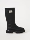 DOLCE & GABBANA LEATHER BOOTS WITH LOGO PLAQUE,E75479002