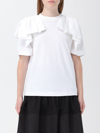 Alexander Mcqueen White Short Ruffled Sleeves Cropped Top In White