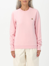 Maison Kitsuné Fox Head Patch Crewneck Sweatshirt In Pink