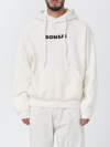 Bonsai White Hoodie With Contrasting Logo Print In Cotton Man In White