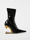 Gcds Decollete Ankle Boot Morso Stretch Vinyl Color Black In Gold