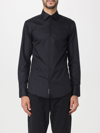 Hugo Boss Slim-fit Shirt In Performance-stretch Cotton-blend Jersey In Black