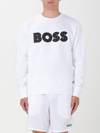 Hugo Boss Logo-print Cotton-blend Sweatshirt In White