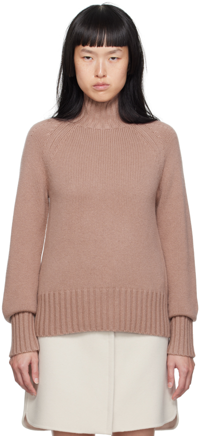 S Max Mara Mantova Wool Knit Turtleneck Sweater In Brown
