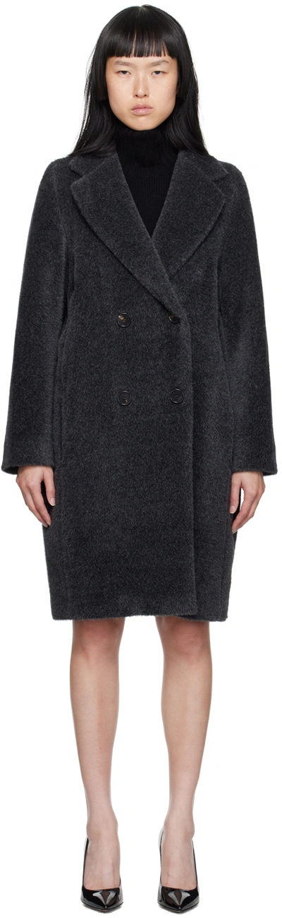 's Max Mara Gray Roseto Coat In 028 Dark Grey