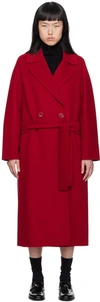 S Max Mara Malika Virgin Wool Long Coat In 083 Red