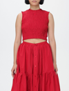 Patou Faille Textured Crewneck Crop Top In Red