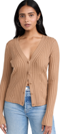 Paige Shirin Cardigan In Dark Camel