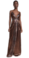 Sabina Musayev Women's Naomi Foil Pleated Gown In Gold