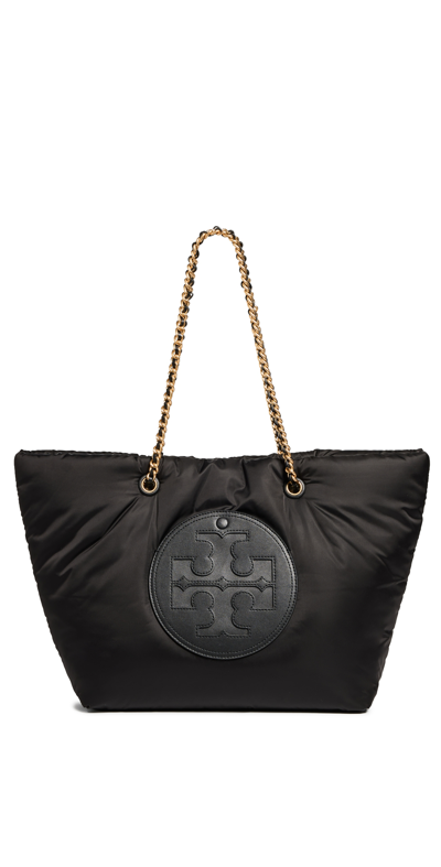 Tory Burch Ella Puffy Chain Tote In Black/gold