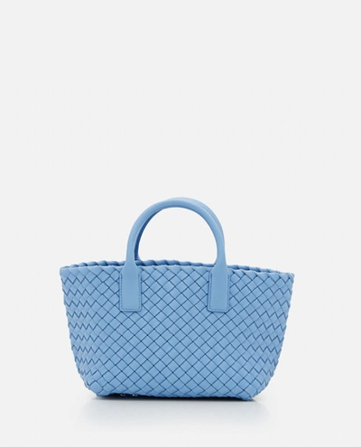Bottega Veneta Mini Leather Cabat Tote Bag In Clear Blue