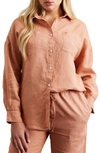 BED THREADS LONG SLEEVE LINEN BUTTON-UP SHIRT