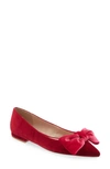 Cecelia New York Brie Bow Pointed Toe Flat In Pink Velvet