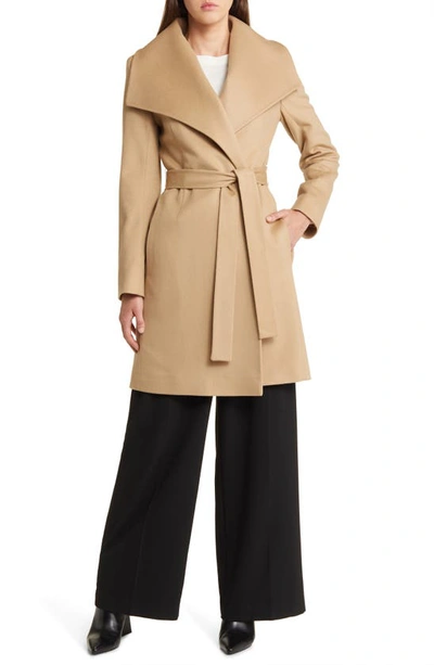 Fleurette Jordy Belted Wool Wrap Coat In Camel