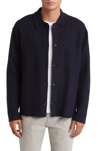 Nn07 Jonas 6398 Merino Wool Overshirt In Navy Blue