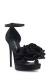 Dolce & Gabbana Satin Sandals With Floreal Application In Black
