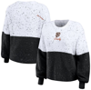 WEAR BY ERIN ANDREWS WEAR BY ERIN ANDREWS WHITE/BLACK SAN FRANCISCO GIANTS COLOR BLOCK SCRIPT PULLOVER SWEATER