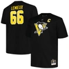 Profile Men's  Mario Lemieux Black Pittsburgh Penguins Big And Tall Captain Patch Name And Number T-s In Black